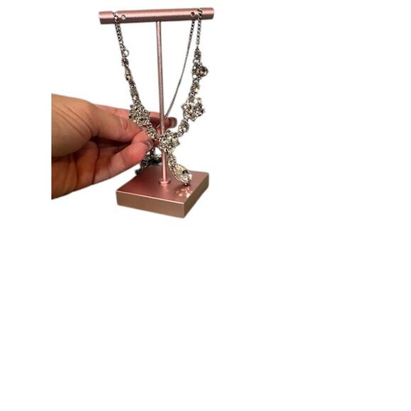 Givenchy Silver-Tone Multi Crystal Stone Pendant Y-Neck Necklace Women - Picture 2 of 6